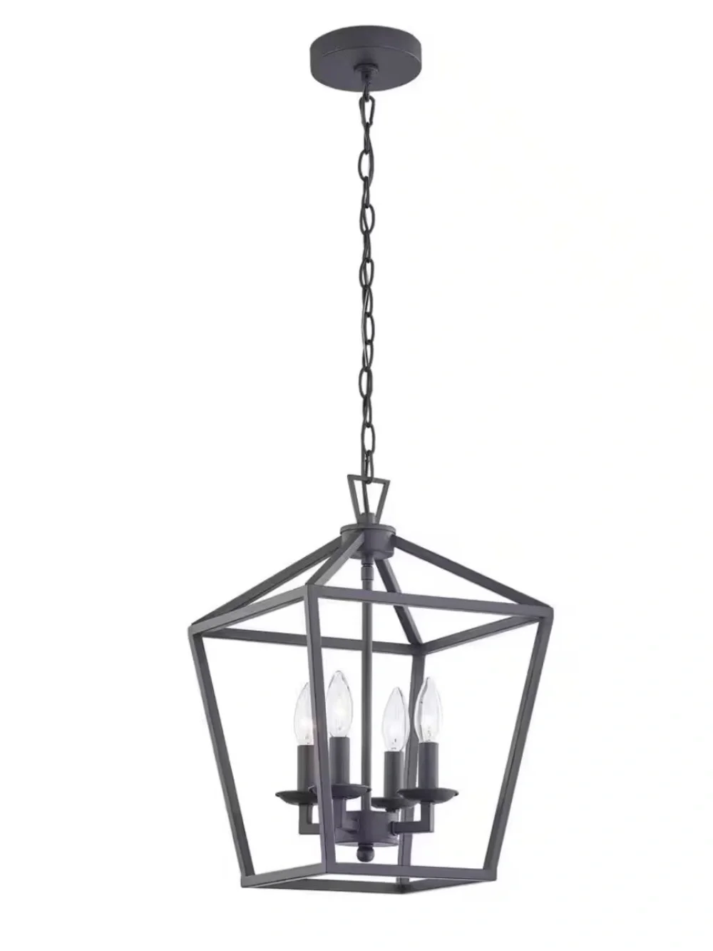 Modern Black Cage Pendant Chandelier - 4-Light